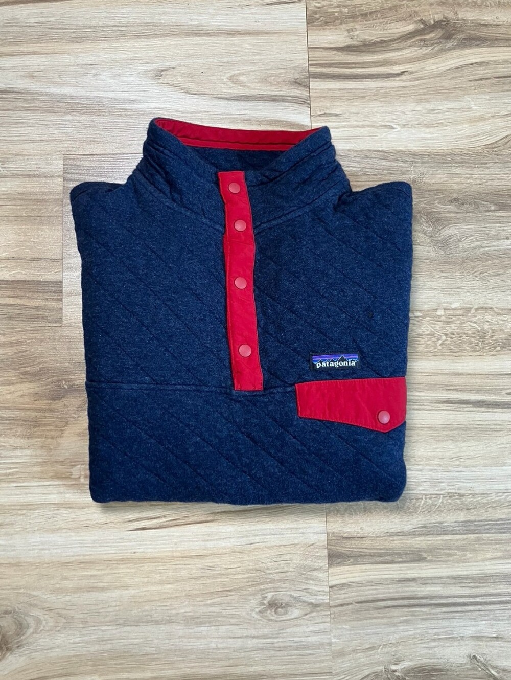 Patagonia Quilted Snap-T Fleece Pullover Blue Red